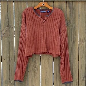 Vintage Structure Burnt Orange Cropped Oversized Sweater Large